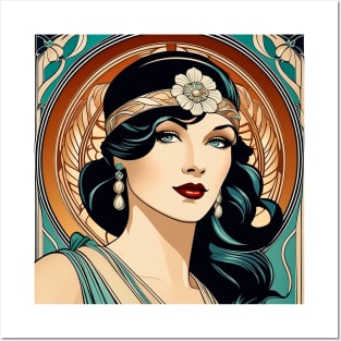 Beautiful girl in art nouveau representation Posters and Art